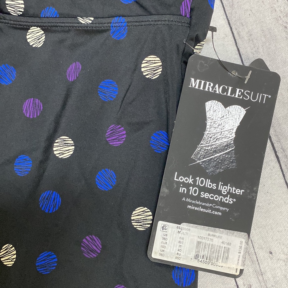 NWT Miraclesuit Spotted Surplice Tankini Top - Picture 10 of 12